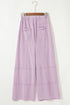 High Waist Mineral Wash Exposed Seam Drawstring Wide Leg Pants